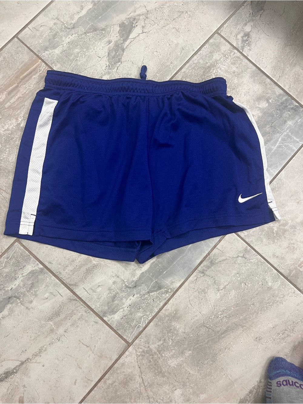 Nike Women's Blue Athletic Shorts with White Side Panels